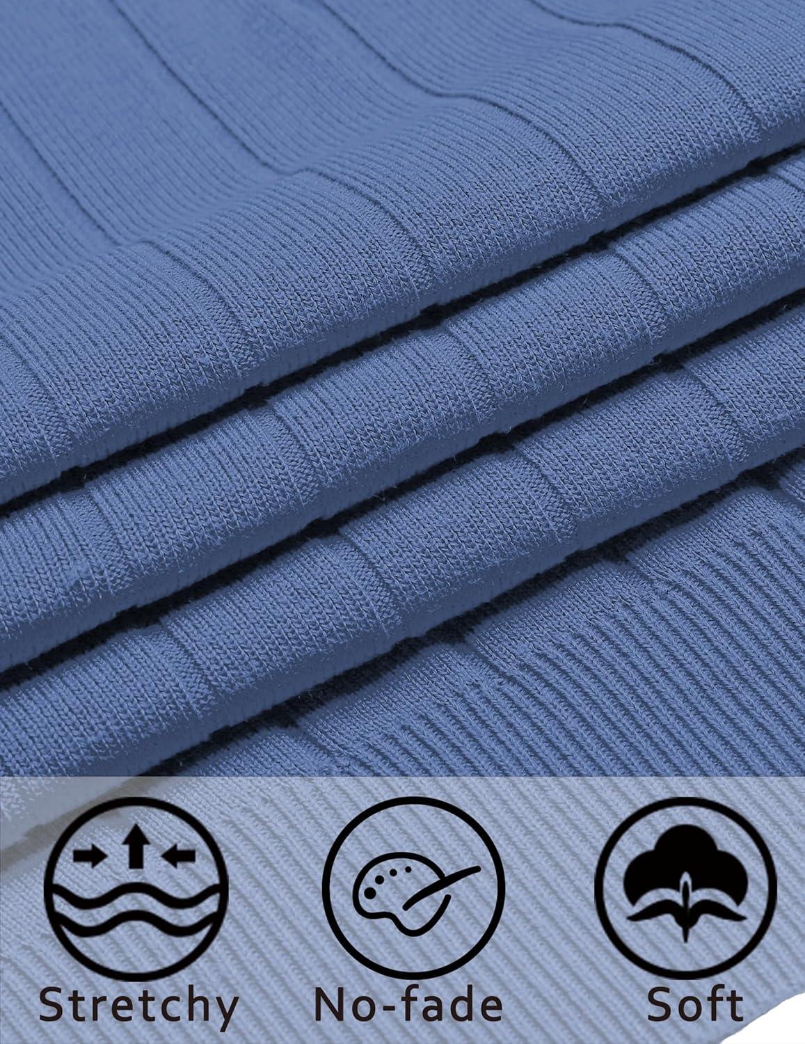 imageCOOFANDY Mens Polo Sweaters Long Sleeve V Neck Knit Polos Lightweight Casual Pullover SweaterDemin Blue