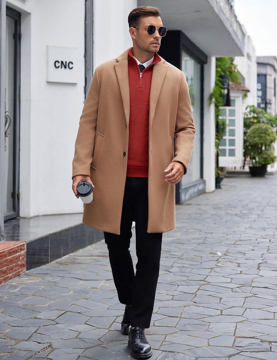 imageCOOFANDY Mens Quarter Zip Sweaters Slim Fit Lightweight Knitted Mock Neck Pullover Casual Polo SweatersDeep Red