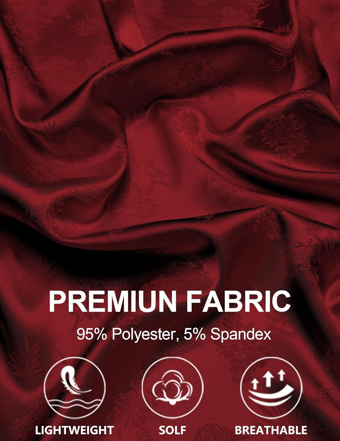 imageCOOFANDY Mens Silk Button Down Short Sleeve Shirt Satin Dress Shirts Summer Beach Wedding Shirt01 Red