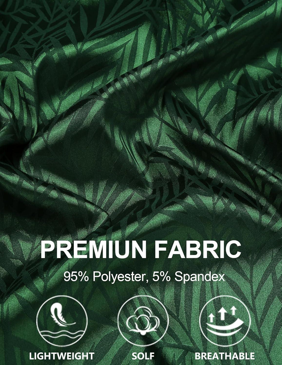 imageCOOFANDY Mens Silk Button Down Short Sleeve Shirt Satin Dress Shirts Summer Beach Wedding Shirt02 Deep Green