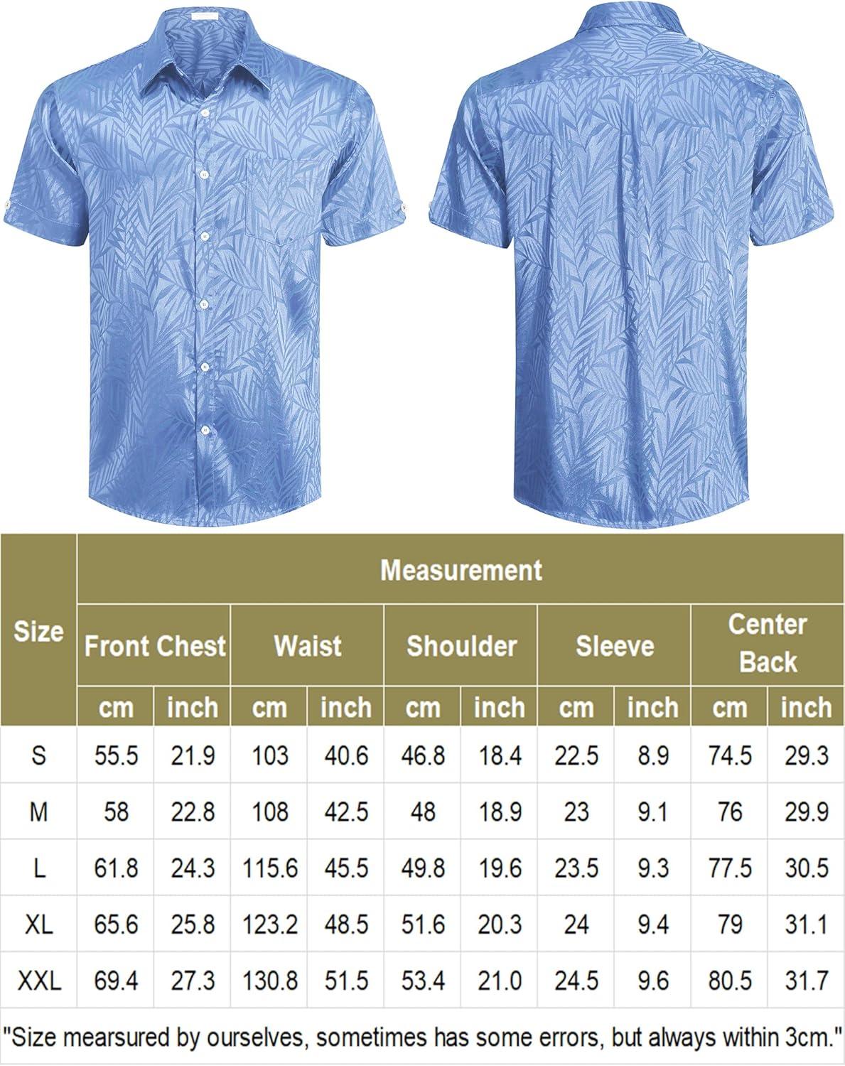 imageCOOFANDY Mens Silk Button Down Short Sleeve Shirt Satin Dress Shirts Summer Beach Wedding Shirt02 Sky Blue