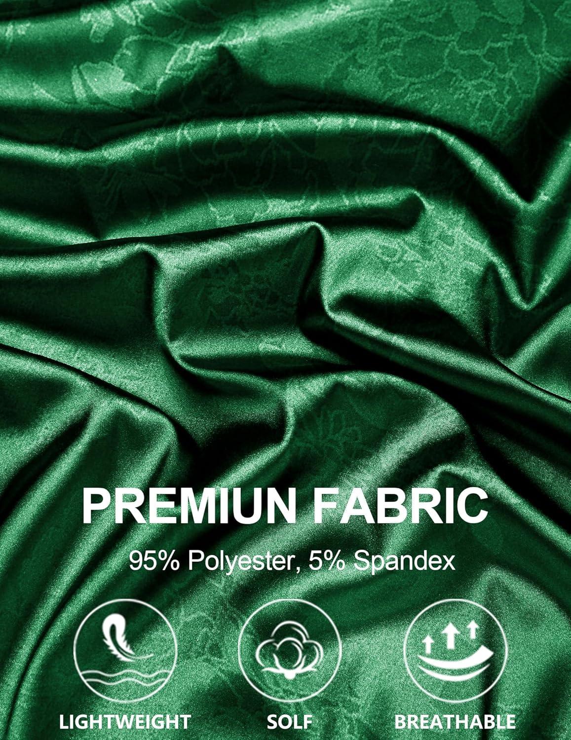 imageCOOFANDY Mens Silk Button Down Short Sleeve Shirt Satin Dress Shirts Summer Beach Wedding Shirt03 Deep Green