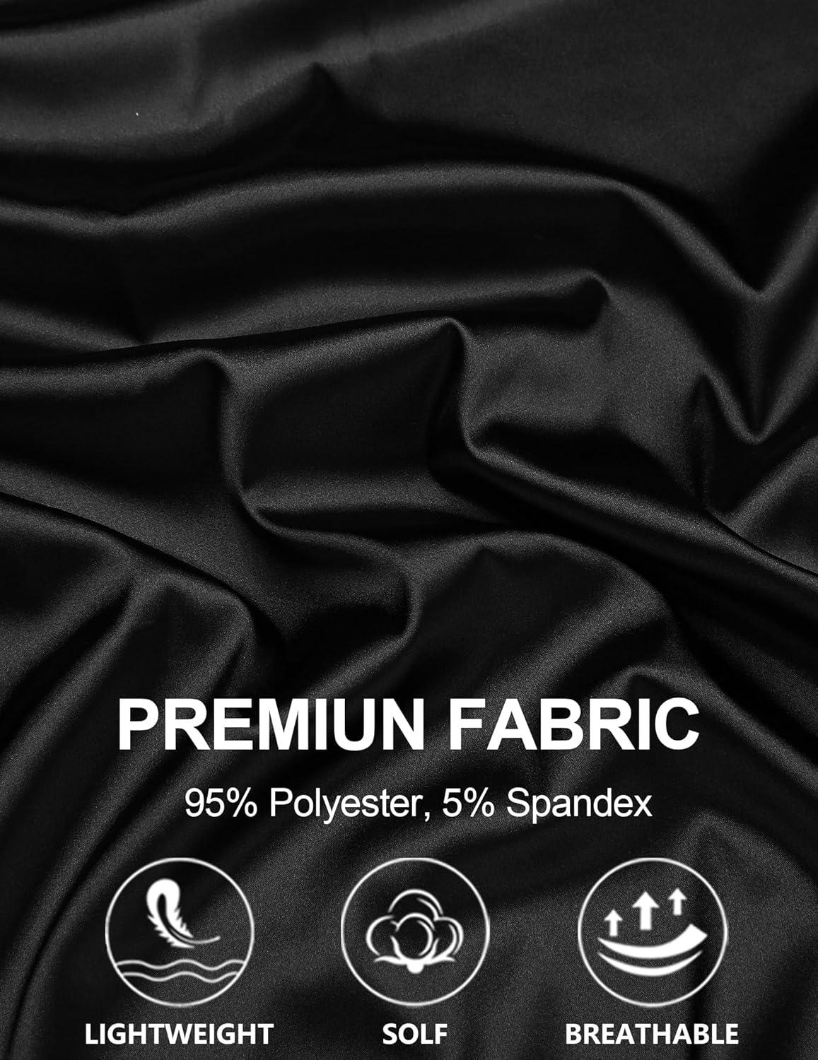 imageCOOFANDY Mens Silk Button Down Short Sleeve Shirt Satin Dress Shirts Summer Beach Wedding ShirtBlackpure