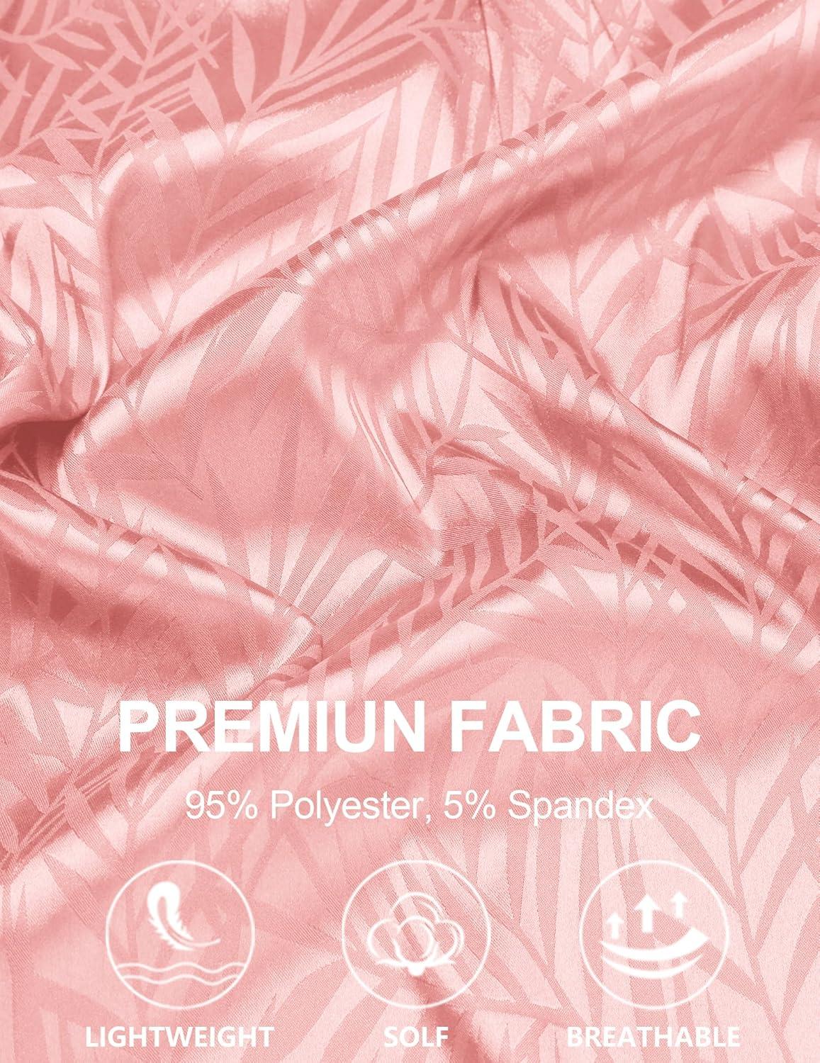 imageCOOFANDY Mens Silk Button Down Short Sleeve Shirt Satin Dress Shirts Summer Beach Wedding ShirtPink