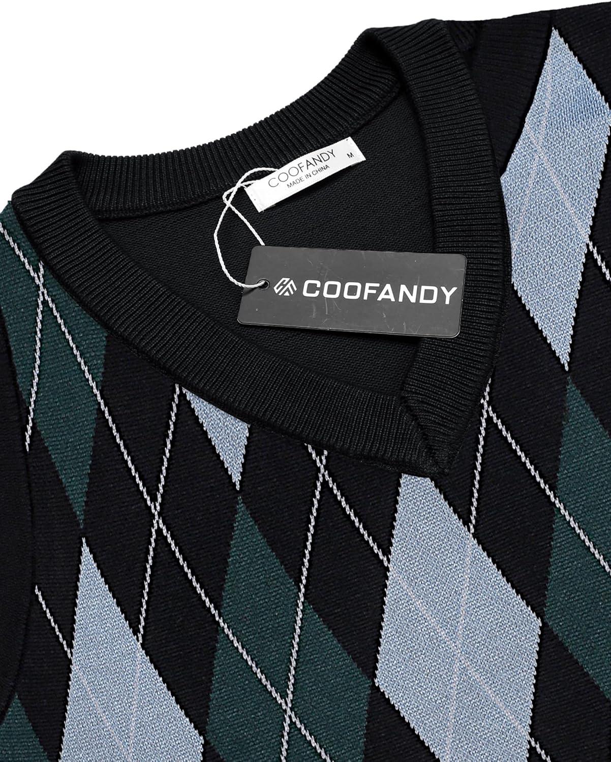 imageCOOFANDY Mens Sleeveless V Neck Pullover Sweater Slim Fit Casual Argyle Sweater VestBluegreen