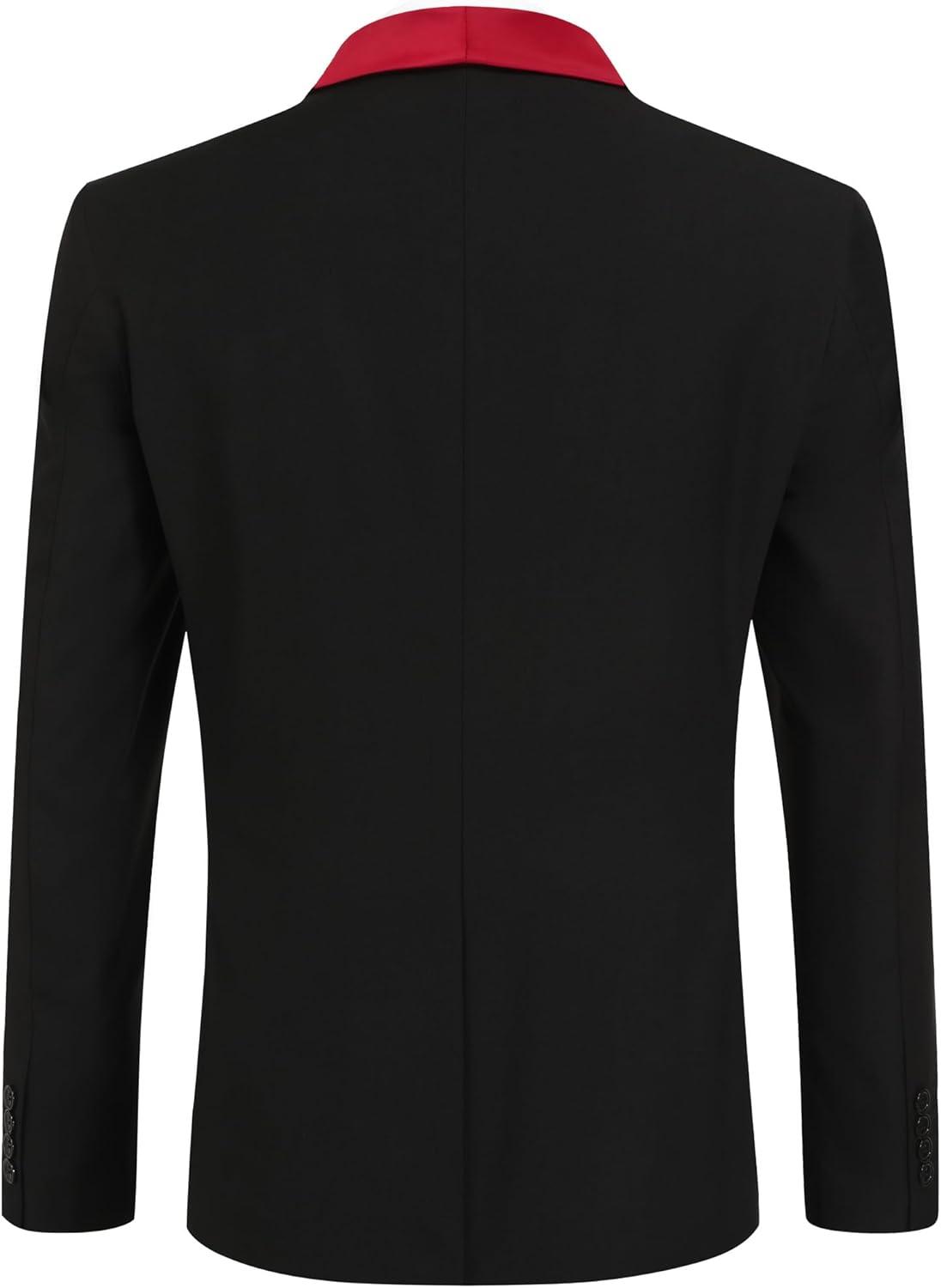 imageCOOFANDY Mens Tuxedo Jacket One Button Dress Suit Blazer Jacket for Wedding Dinner Prom PartyBlack Red