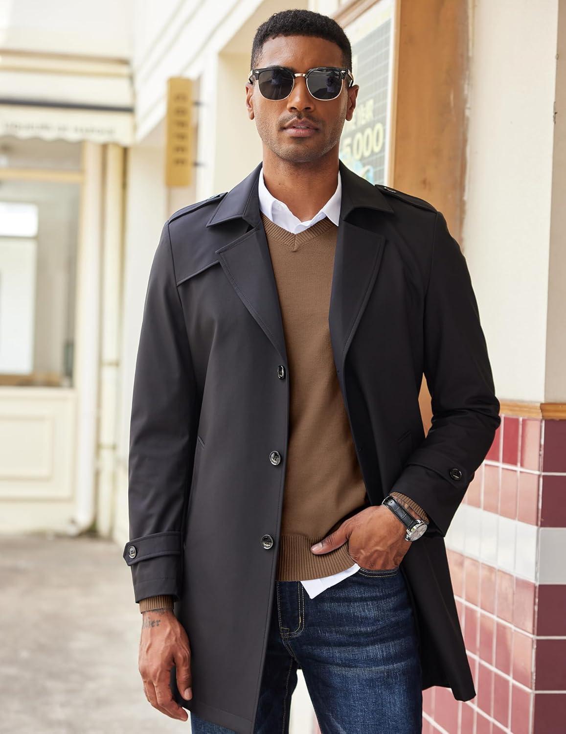 imageCOOFANDY Mens V Neck Sweater Lightweight Knitted Pullover SweatersBrown