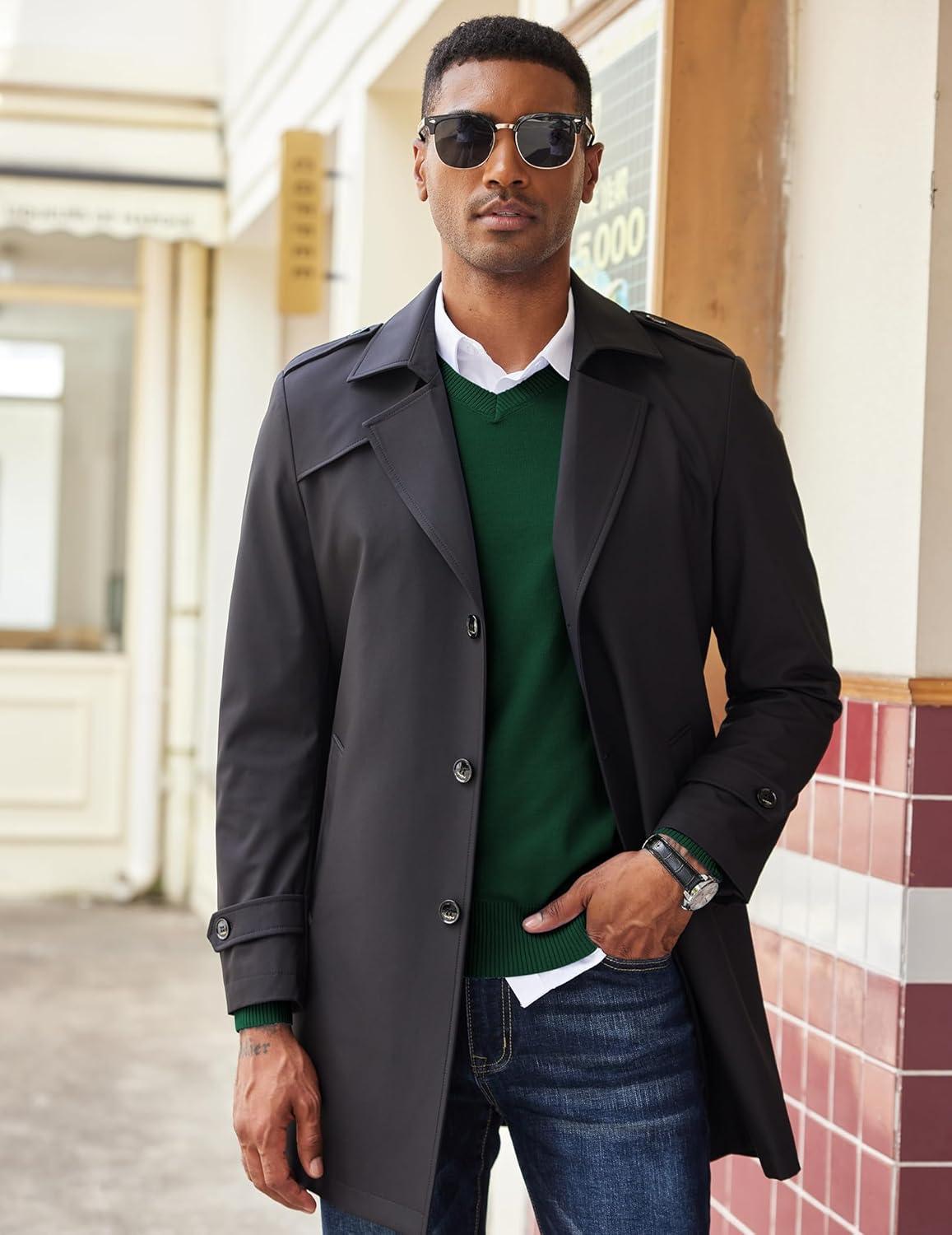 imageCOOFANDY Mens V Neck Sweater Lightweight Knitted Pullover SweatersGreen