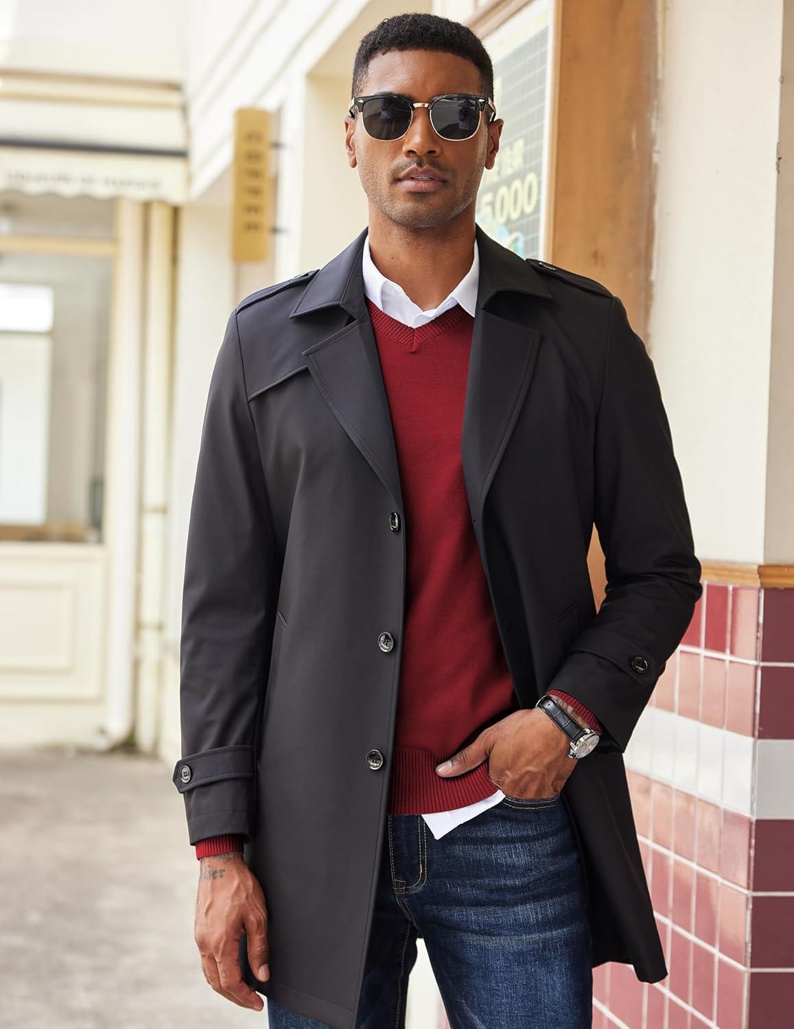 imageCOOFANDY Mens V Neck Sweater Lightweight Knitted Pullover SweatersRed