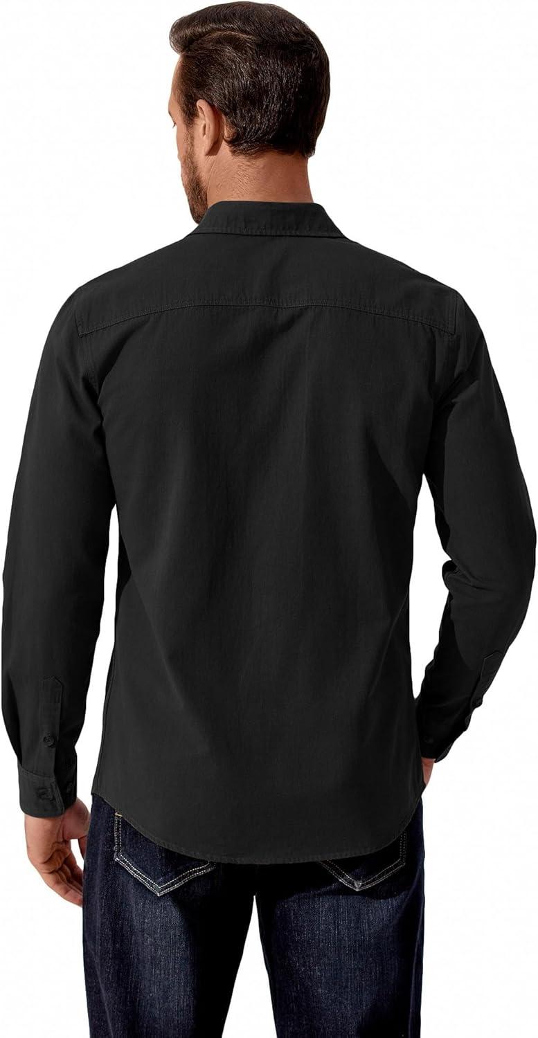 imageCOOFANDY Mens Western Cowboy Shirt Long Sleeve Cotton Button Down Work Shirts with PocketsBlack
