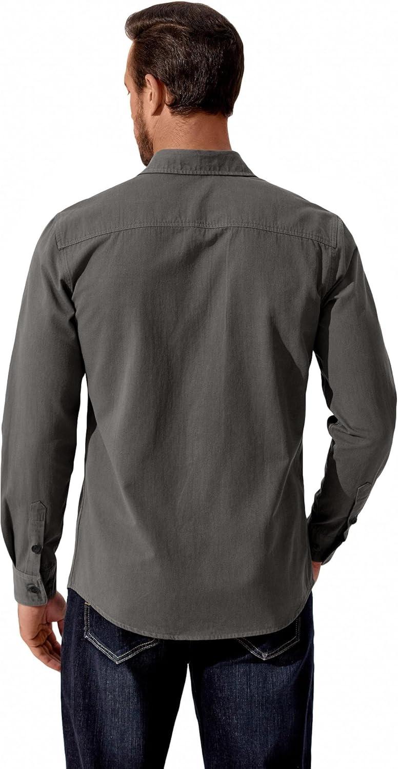 imageCOOFANDY Mens Western Cowboy Shirt Long Sleeve Cotton Button Down Work Shirts with PocketsDark Grey