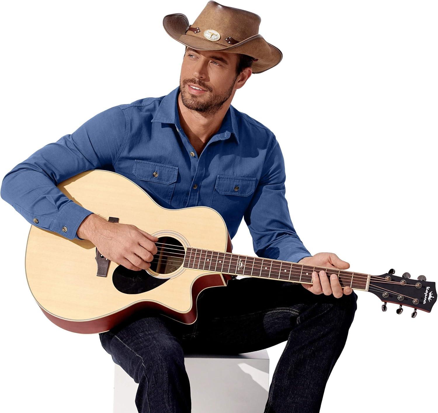 imageCOOFANDY Mens Western Cowboy Shirt Long Sleeve Cotton Button Down Work Shirts with PocketsDenim Blue