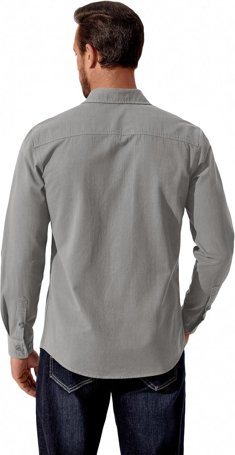 imageCOOFANDY Mens Western Cowboy Shirt Long Sleeve Cotton Button Down Work Shirts with PocketsLight Grey