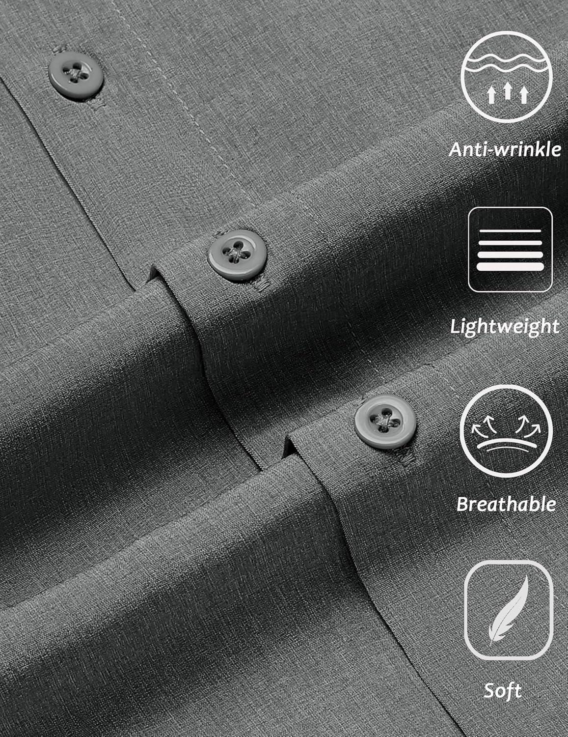 imageCOOFANDY Mens Wrinkle Free Shirts 2025 Short Sleeve Casual Button Down Summer Dress ShirtsDark Grey