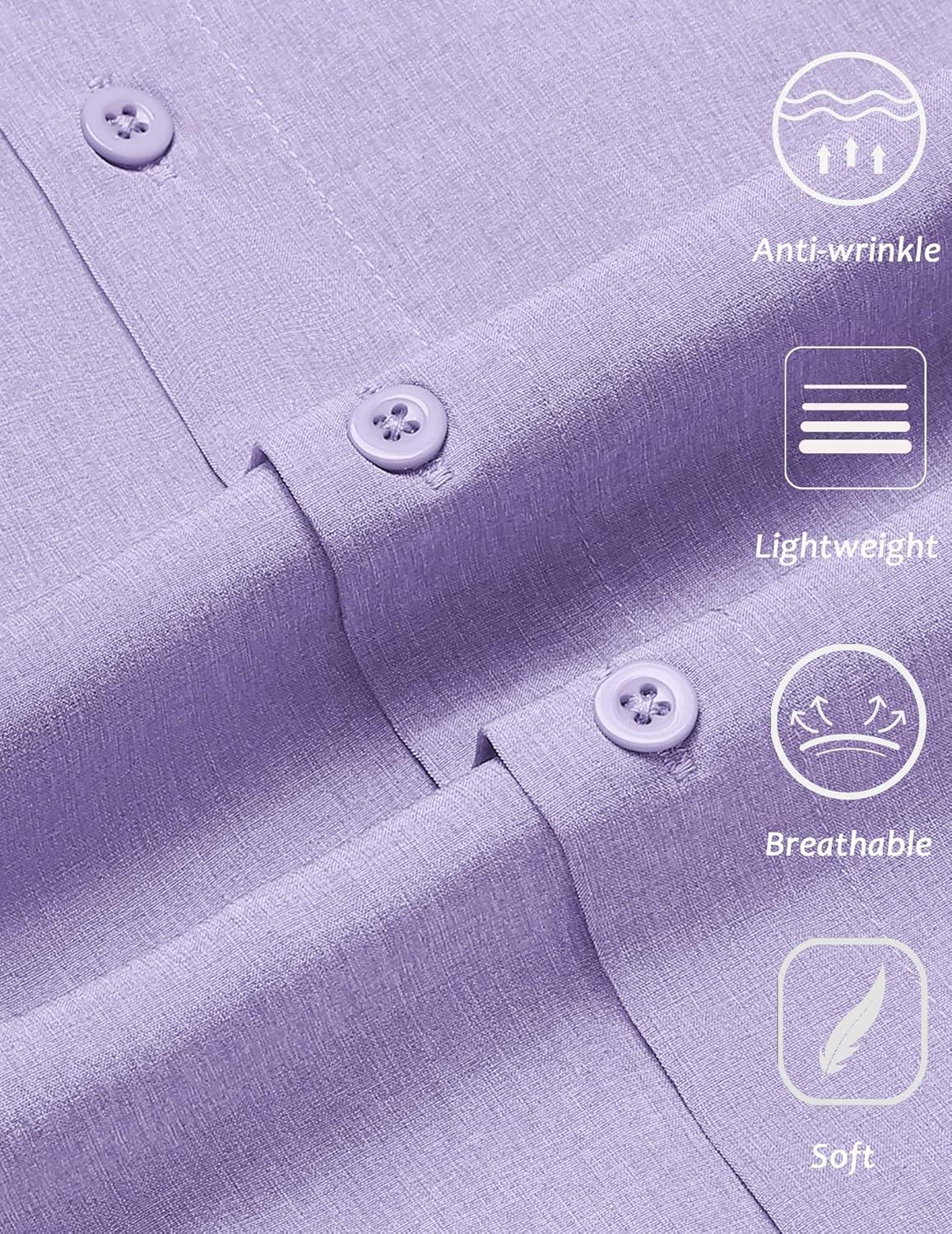 imageCOOFANDY Mens Wrinkle Free Shirts 2025 Short Sleeve Casual Button Down Summer Dress ShirtsLilac