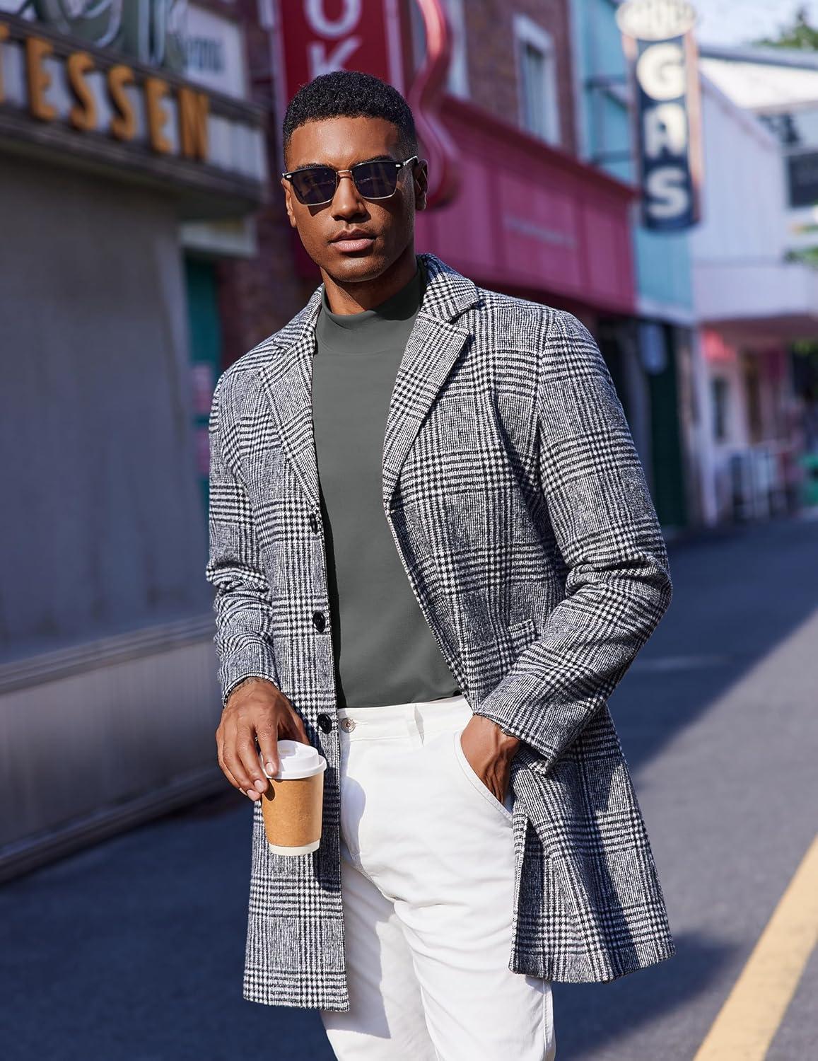 imageCOOFANDY Mock Turtleneck for Men Short Sleeve Casual Stylish Basic Top Stretch Sweater SkinFriendly MaterialDark Gray