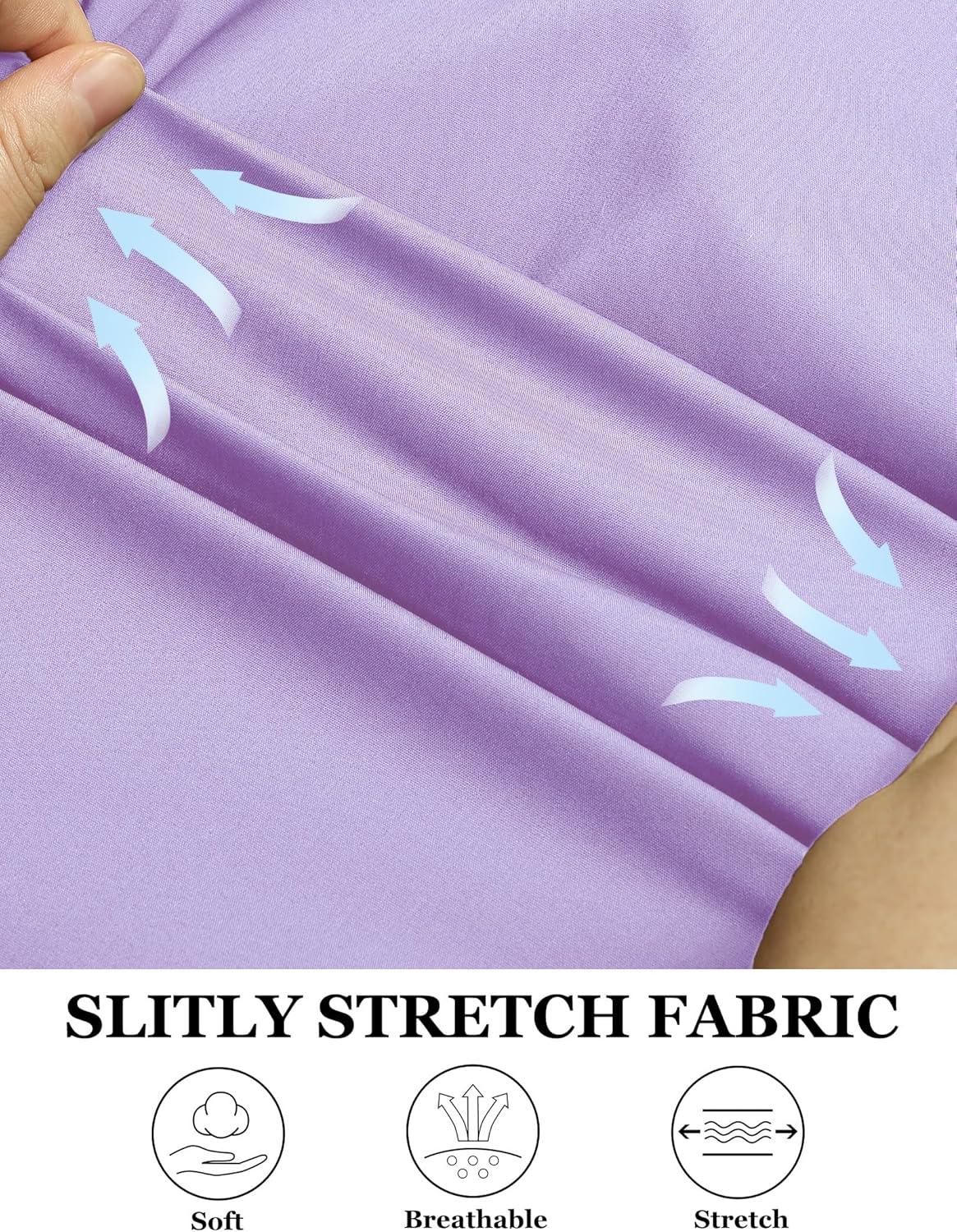 imageCOOFANDY Muscle Fit Dress Shirts for Men Banded Collar Casual Button Down ShirtsLilac