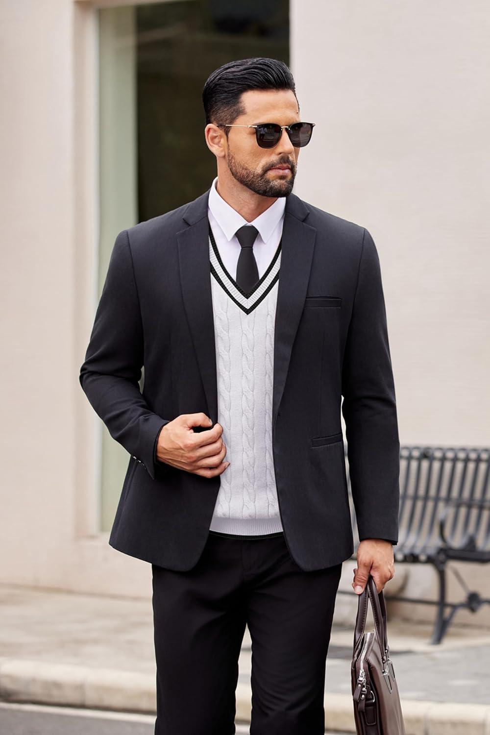 imageCOOFANDY Sweater Vest for Men Regular Fit V Neck Sleeveless Knitted Pullovers SweaterWhite