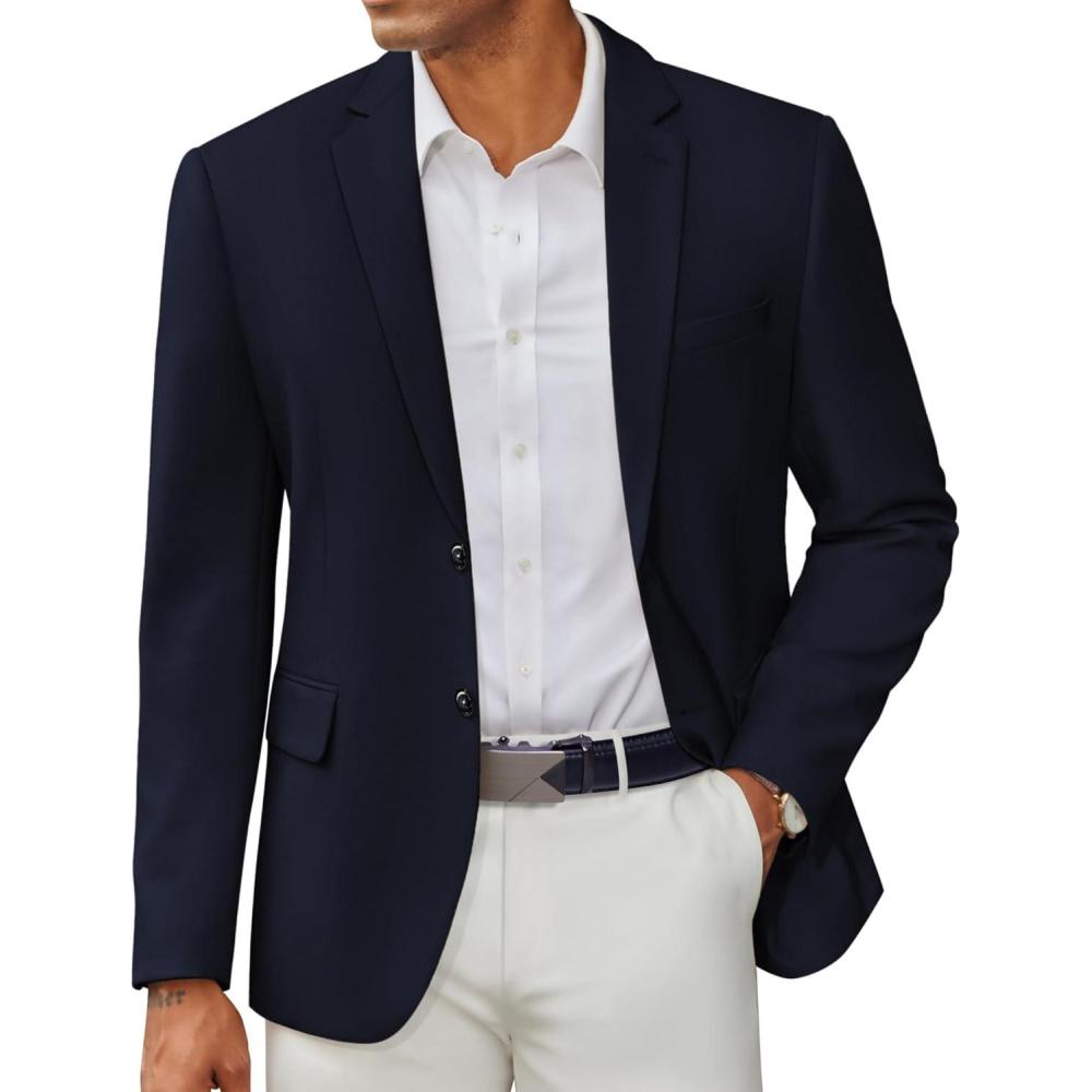 imageCOOFANDY Mens Casual Blazer Slim Fit Two Button Lightweight Sport Coats Business Suit JacketNavy Blue