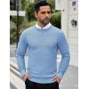 imageCOOFANDY Men Dress Crewneck Sweater Pullover Knit Long Sleeve Casual Slim Fit SweaterLight Blue