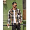 imageCOOFANDY Men Flannel Shirt Casual Button Down Shirt Jacket Long Sleeve Plaid Shirts with PocketsKhaki Gray
