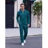 imageCOOFANDY Mens 2 Piece Tracksuit Set Polo Athletic Sweatsuit Quarter Zip Jogging Long Sleeve Casual Sports OutfitsDenim Blue