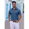 imageCOOFANDY Mens Button Down Shirts Short Sleeve Casual Shirt Summer Untucked Dress ShirtsBlue