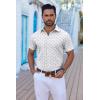 imageCOOFANDY Mens Button Down Shirts Short Sleeve Casual Shirt Summer Untucked Dress ShirtsGeometric White