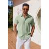 imageCOOFANDY Mens Button Down Shirts Short Sleeve Casual Shirt Summer Untucked Dress ShirtsLight Green