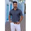 imageCOOFANDY Mens Button Down Shirts Short Sleeve Casual Shirt Summer Untucked Dress ShirtsWhite Dotnavy Blue