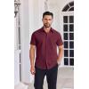 imageCOOFANDY Mens Button Down Shirts Short Sleeve Casual Shirt Summer Untucked Dress ShirtsWine Red