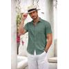 imageCOOFANDY Mens Button Down Short Sleeve Shirt Casual Shirts Summer Beach Textured Shirts with PocketGrey Green