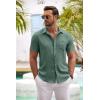 imageCOOFANDY Mens Button Down Short Sleeve Shirt Casual Shirts Summer Beach Textured Shirts with PocketGrey Green