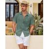 imageCOOFANDY Mens Button Down Short Sleeve Shirt Casual Shirts Summer Beach Textured Shirts with PocketGrey Green