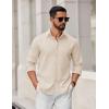 imageCOOFANDY Mens Casual Button Down Shirts Long Sleeve Regualar Fit Dress Shirt Oxford Shirts for MenBeige