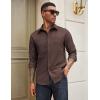 imageCOOFANDY Mens Casual Button Down Work Shirts Untucked Long Sleeve Woven Shirt with PocketsBrown