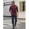 imageCOOFANDY Mens Casual Button Down Work Shirts Untucked Long Sleeve Woven Shirt with PocketsBurgundy