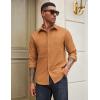 imageCOOFANDY Mens Casual Button Down Work Shirts Untucked Long Sleeve Woven Shirt with PocketsLight Brown