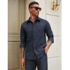 imageCOOFANDY Mens Casual Button Down Work Shirts Untucked Long Sleeve Woven Shirt with PocketsNavy Blue
