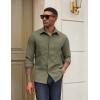imageCOOFANDY Mens Casual Button Down Work Shirts Untucked Long Sleeve Woven Shirt with PocketsOlive Green