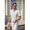 imageCOOFANDY Mens Casual Henley Shirt Short Sleeve Summer Beach Band Collar Shirt Hippie Henley TShirts with PocketAll White