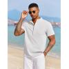 imageCOOFANDY Mens Casual Henley Shirt Short Sleeve Summer Beach Band Collar Shirt Hippie Henley TShirts with PocketAll White