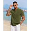 imageCOOFANDY Mens Casual Henley Shirt Short Sleeve Summer Beach Band Collar Shirt Hippie Henley TShirts with PocketArmy Green