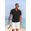 imageCOOFANDY Mens Casual Henley Shirt Short Sleeve Summer Beach Band Collar Shirt Hippie Henley TShirts with PocketBlack