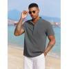 imageCOOFANDY Mens Casual Henley Shirt Short Sleeve Summer Beach Band Collar Shirt Hippie Henley TShirts with PocketDark Grey