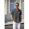 imageCOOFANDY Mens Casual Henley Shirt Short Sleeve Summer Beach Band Collar Shirt Hippie Henley TShirts with PocketDark Grey