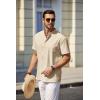 imageCOOFANDY Mens Casual Henley Shirt Short Sleeve Summer Beach Band Collar Shirt Hippie Henley TShirts with PocketKhaki