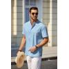 imageCOOFANDY Mens Casual Henley Shirt Short Sleeve Summer Beach Band Collar Shirt Hippie Henley TShirts with PocketLight Blue