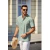 imageCOOFANDY Mens Casual Henley Shirt Short Sleeve Summer Beach Band Collar Shirt Hippie Henley TShirts with PocketLight Green