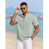 imageCOOFANDY Mens Casual Henley Shirt Short Sleeve Summer Beach Band Collar Shirt Hippie Henley TShirts with PocketLight Green